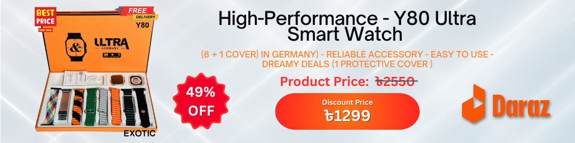 Y80 Ultra Smart Watch (8 + 1 Cover) – High-Performance Fitness Tracker with Heart Rate Monitor, Sleep Tracking, and 1 Free Protective Cover – Stylish & Easy-to-Use Smartwatch in Germany