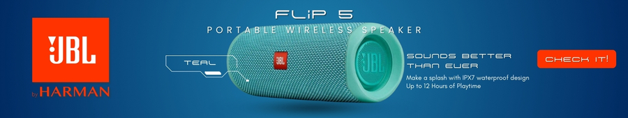 JBL Flip 5 Waterproof Portable Bluetooth Speaker in vibrant color, ideal for outdoor adventures and poolside parties.